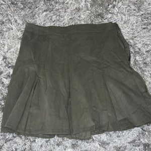 Thin green corduroy mini skirt